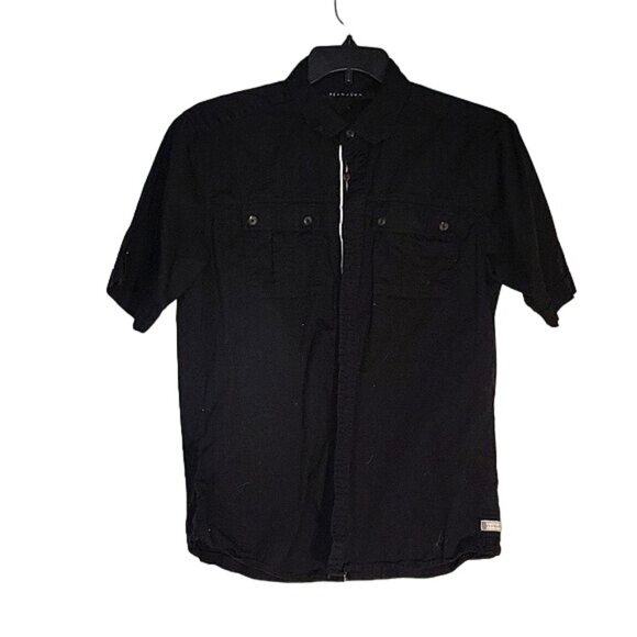 Sean John‎ Mens Black Short Sleeve Button-Up Shirt L Vintage - Picture 1 of 6